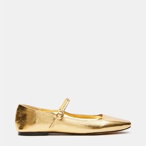 Steve Madden Maple Gold Leather Mary Jane Flats